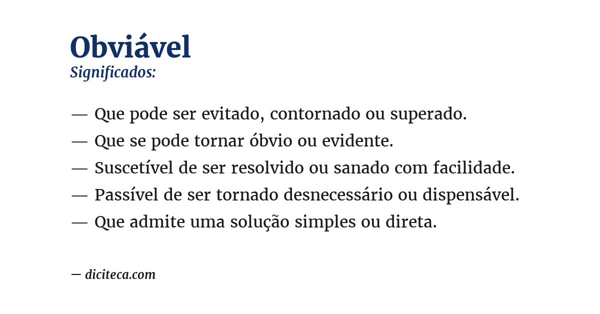 Significado de obviável