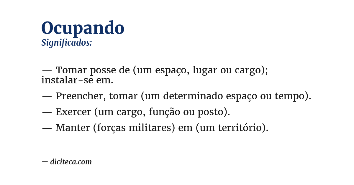 Significado de ocupando