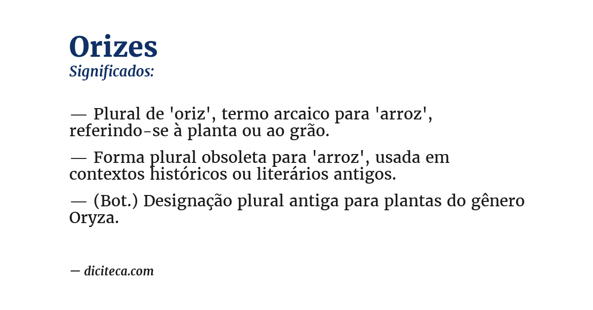 Significado de orizes