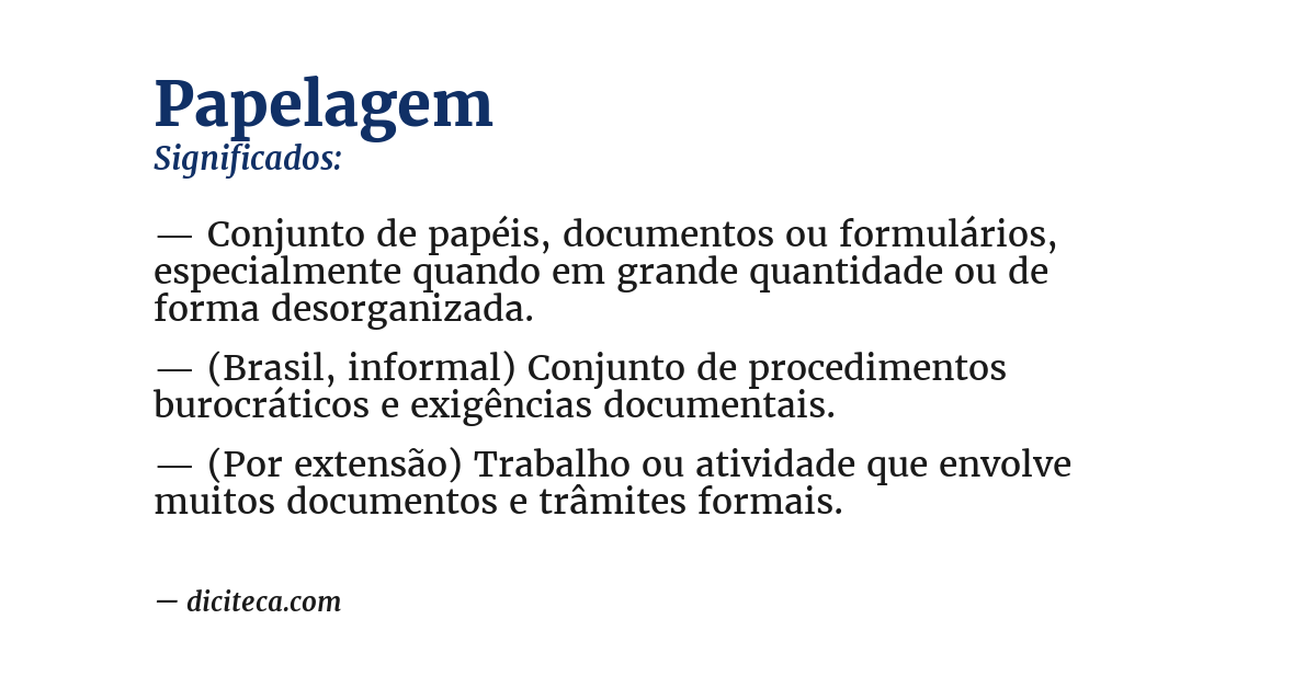 Significado de papelagem