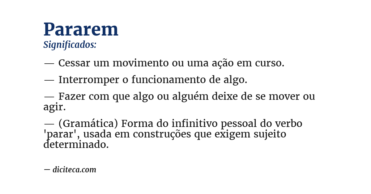 Significado de pararem