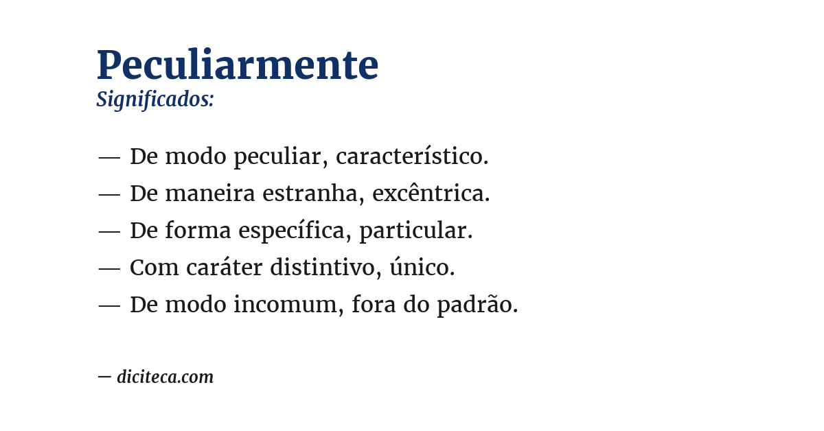 Significado de peculiarmente