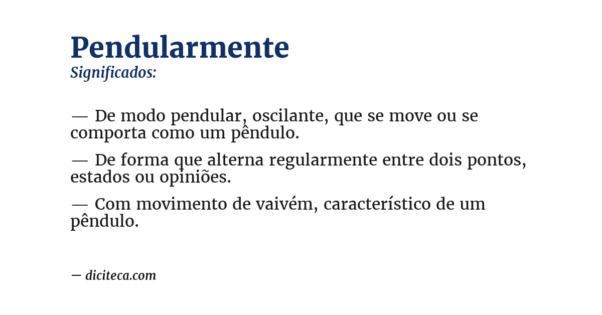 Significado de pendularmente