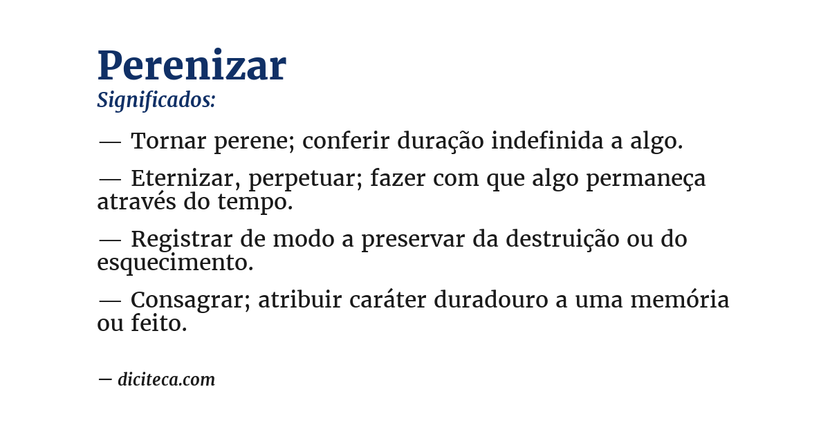 Significado de perenizar