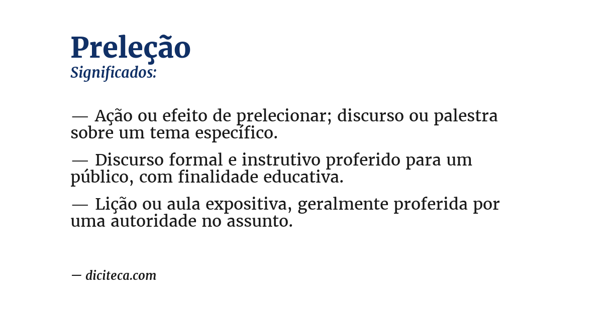 Significado de preleção
