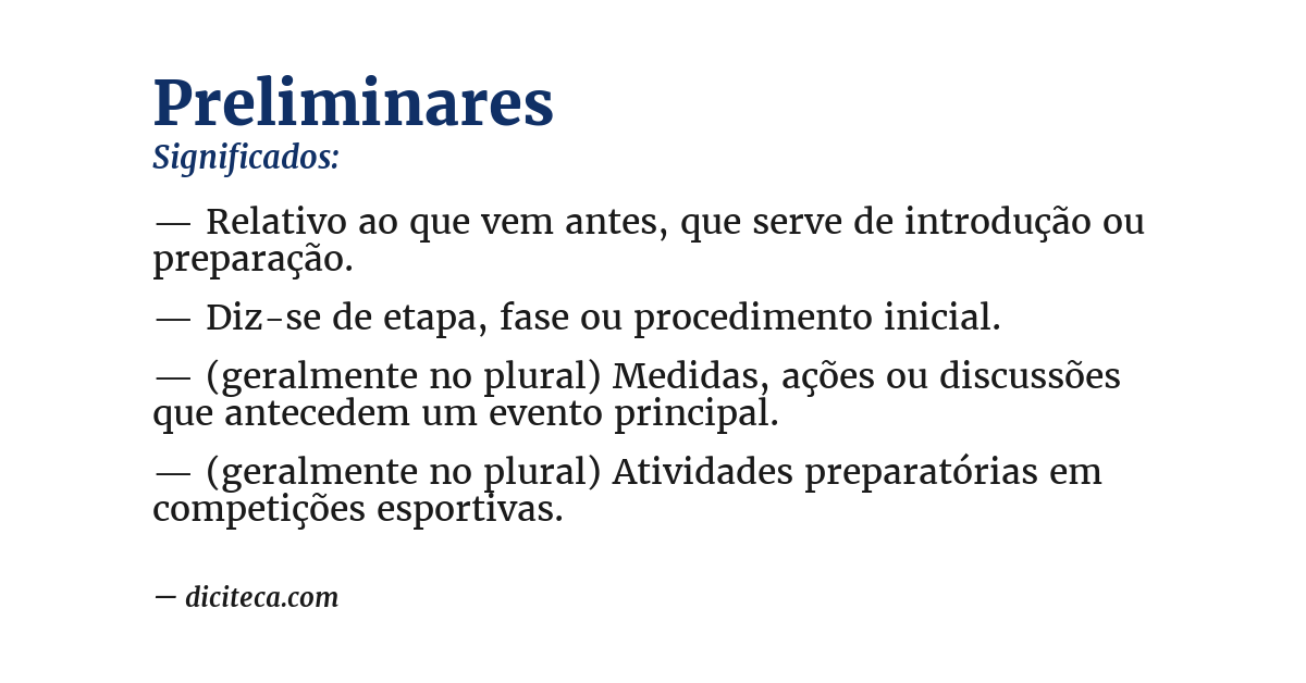 Significado de preliminares