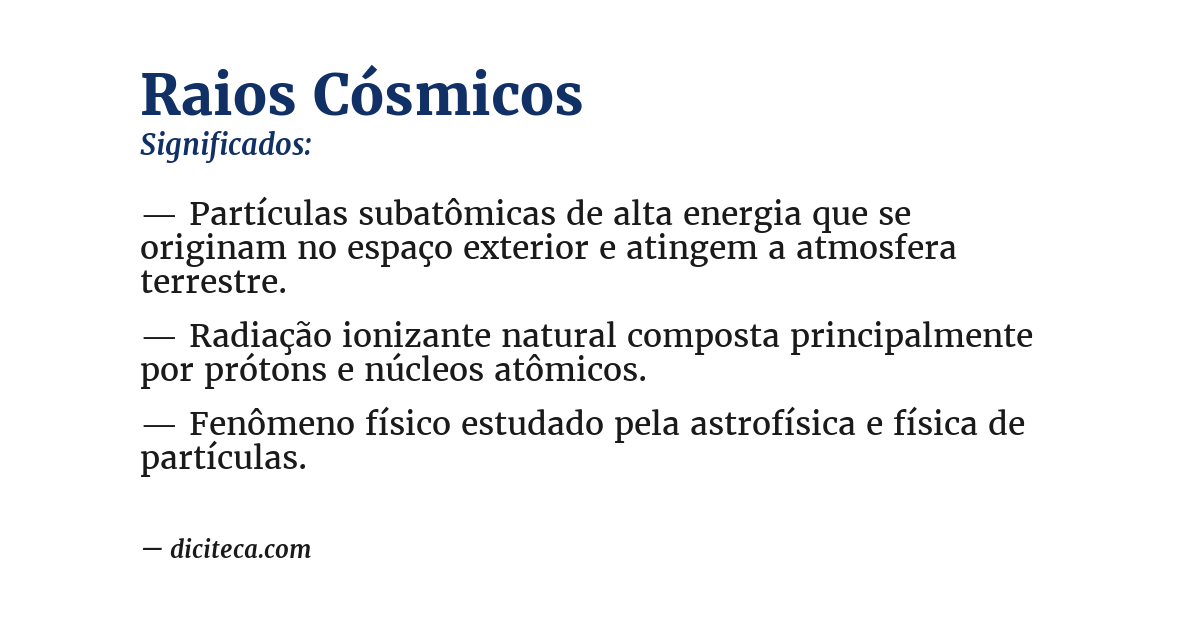 Significado de raios cósmicos