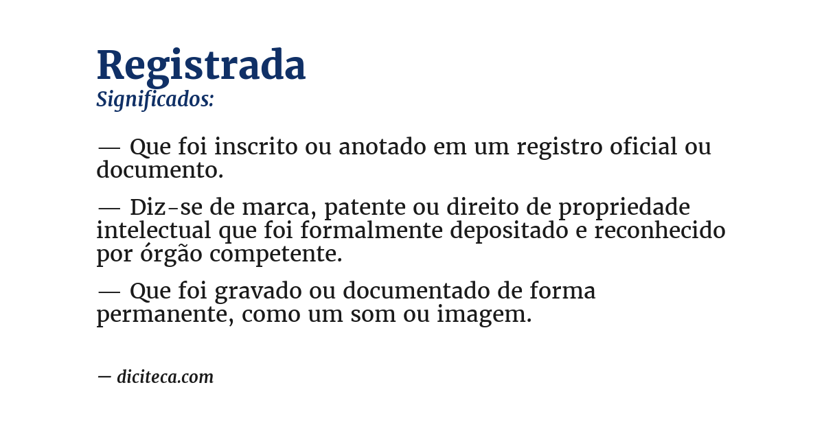 Significado de registrada