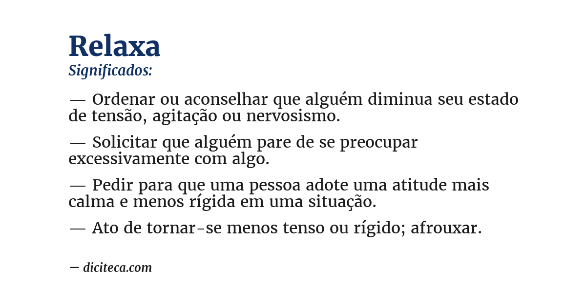 Significado de relaxa
