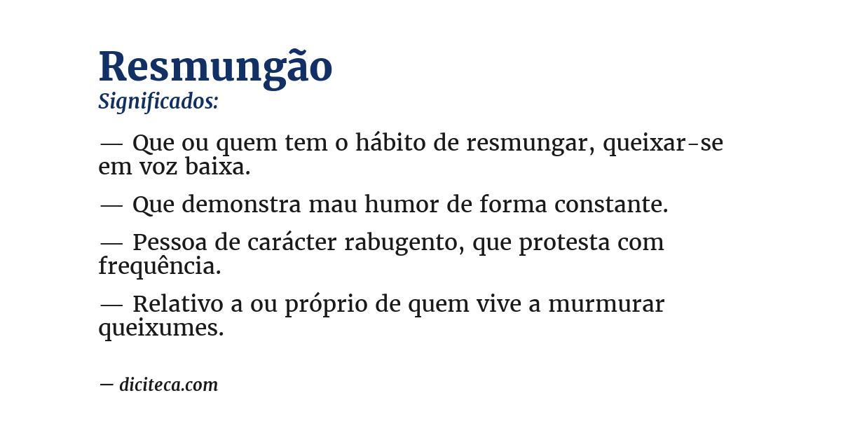Significado de resmungão