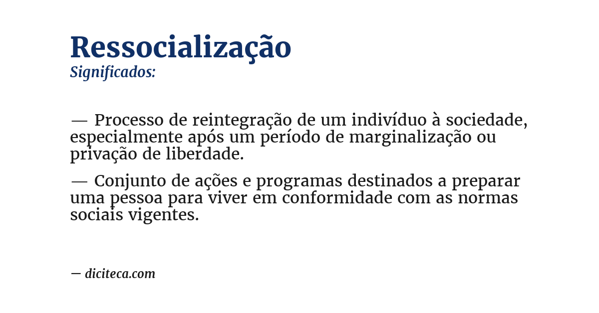 Significado de ressocialização