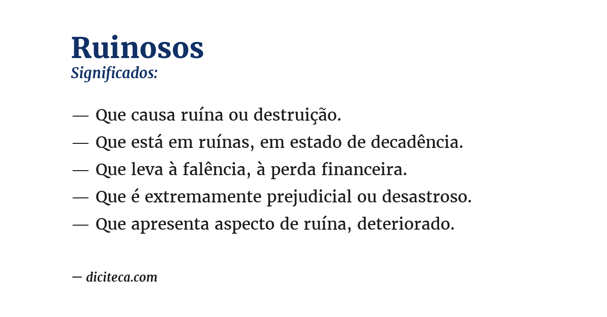 Significado de ruinosos