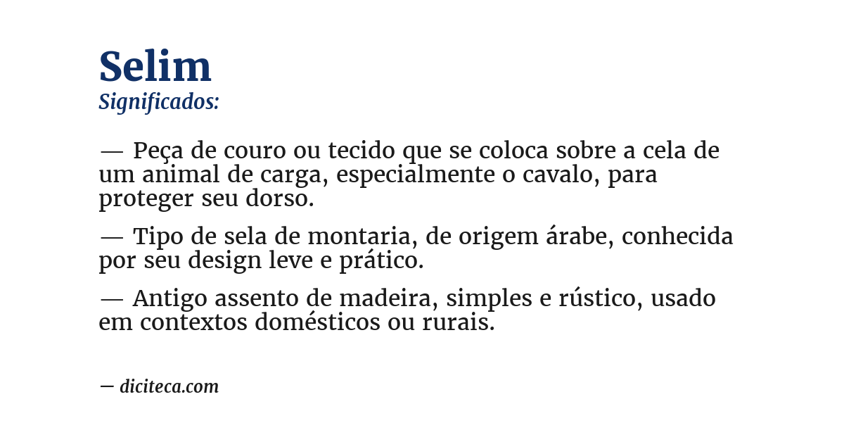 Significado de selim