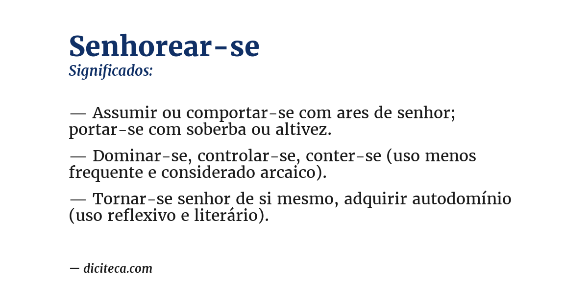 Significado de senhorear-se