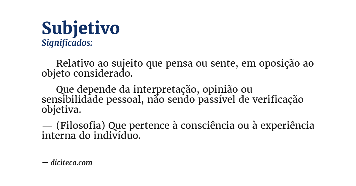 Significado de subjetivo
