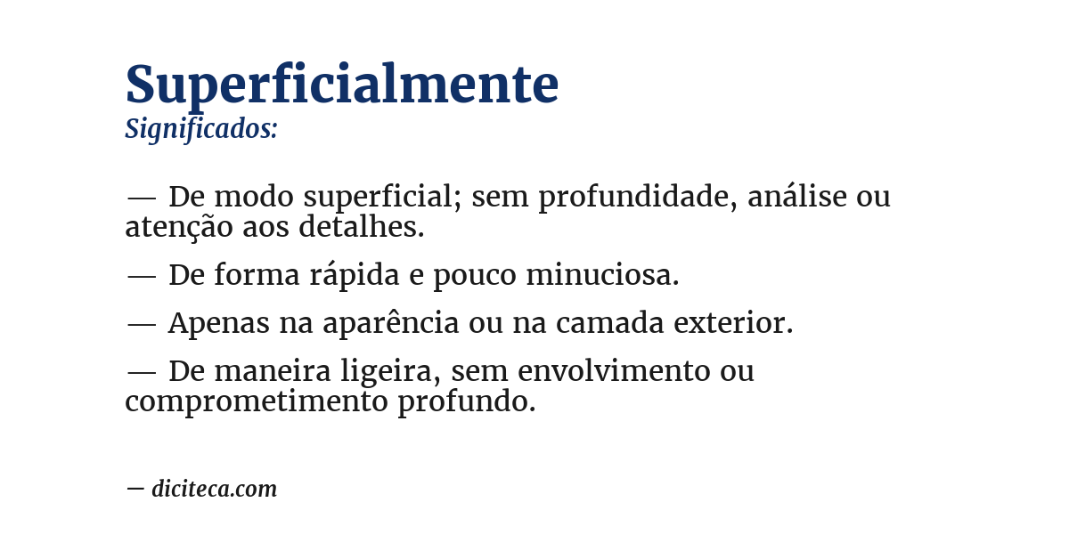 Significado de superficialmente