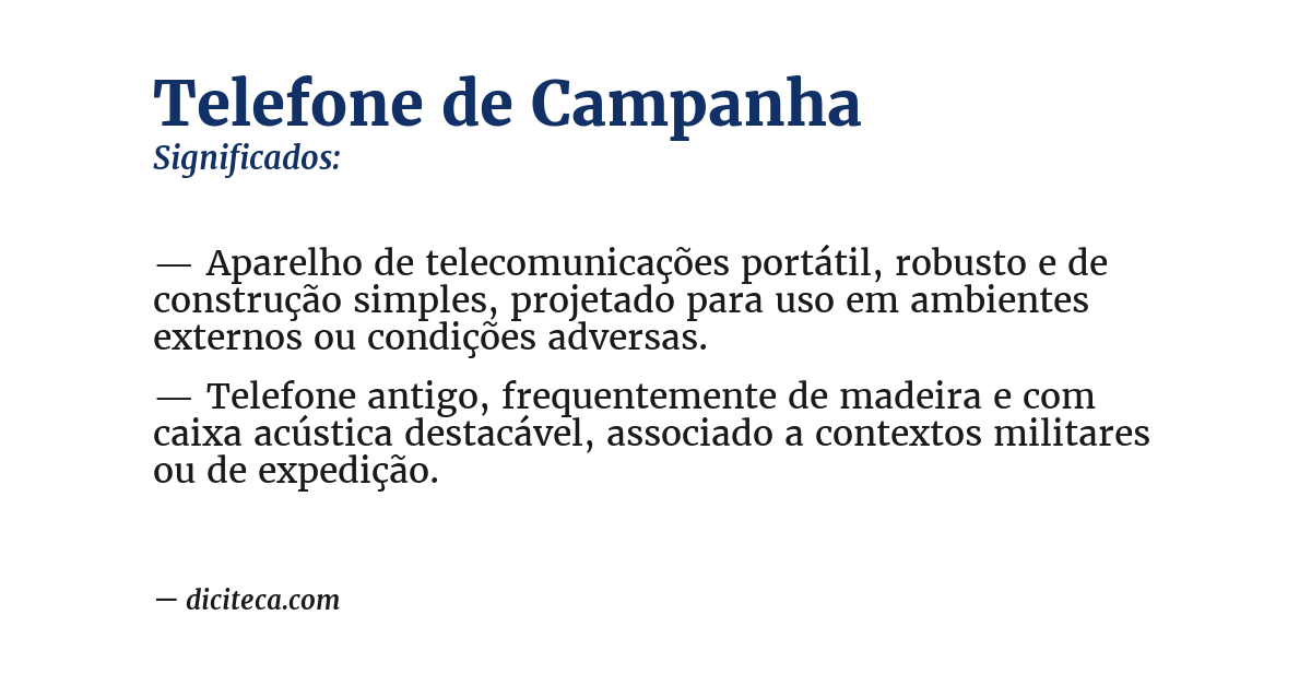 Significado de telefone de campanha