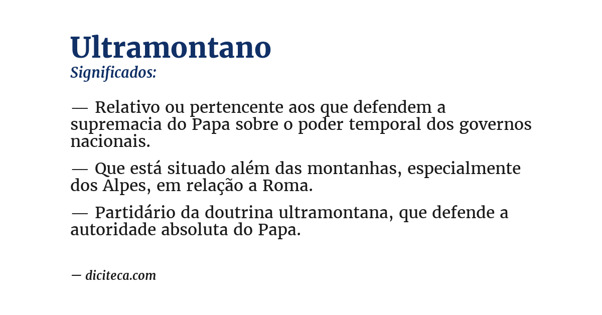 Significado de ultramontano
