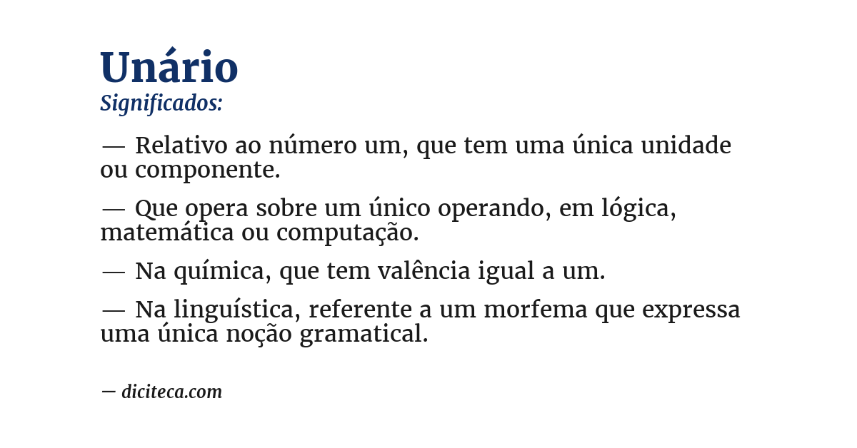 Significado de unário