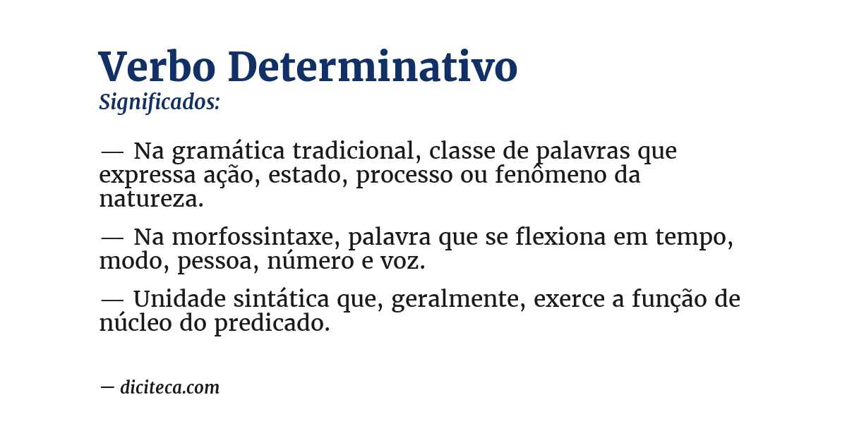 Significado de verbo determinativo
