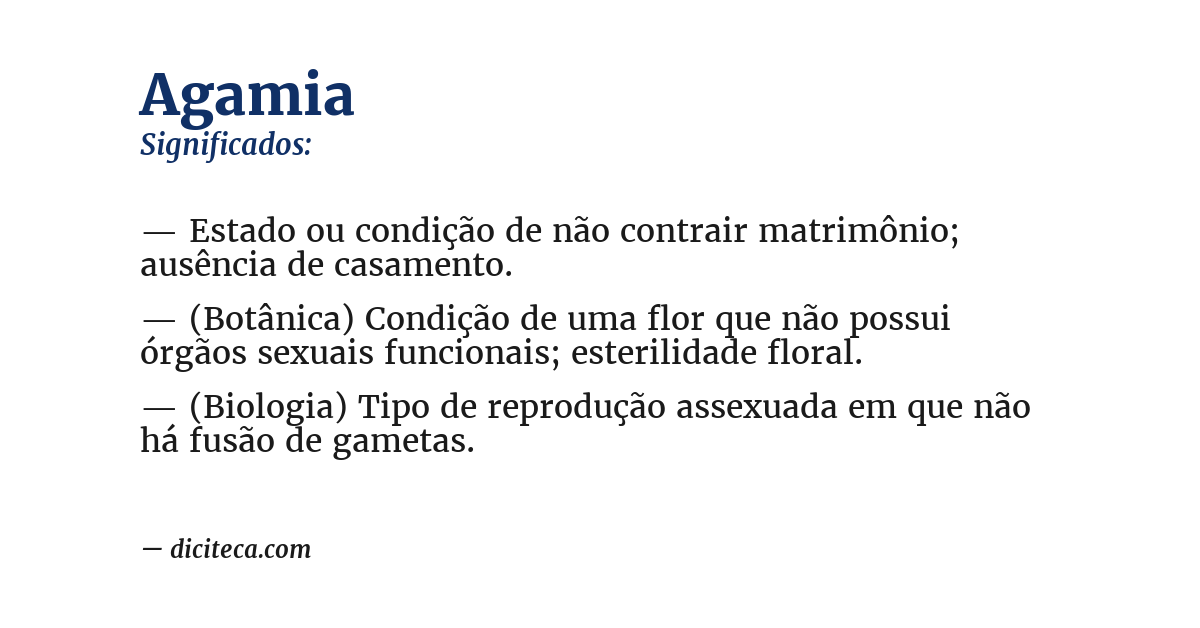 Significado de agamia