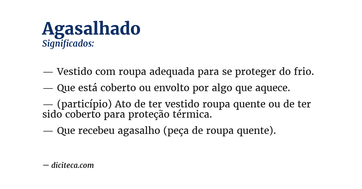 Significado de agasalhado
