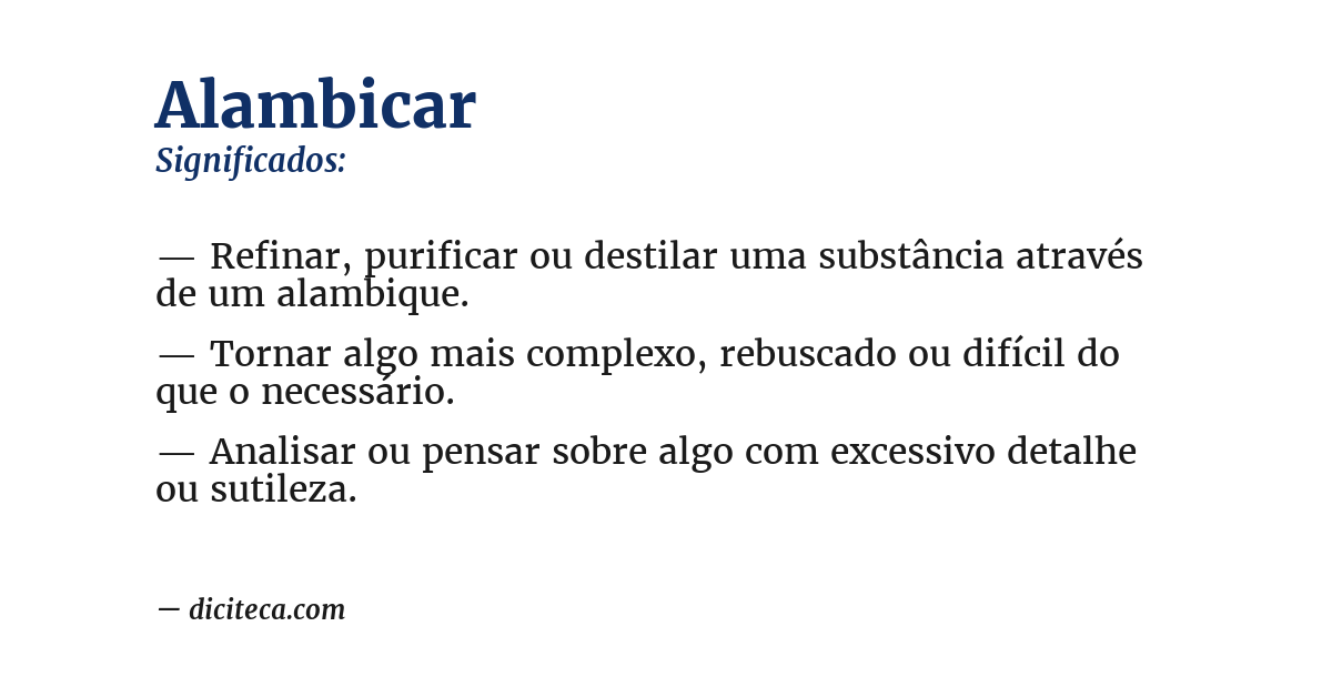 Significado de alambicar