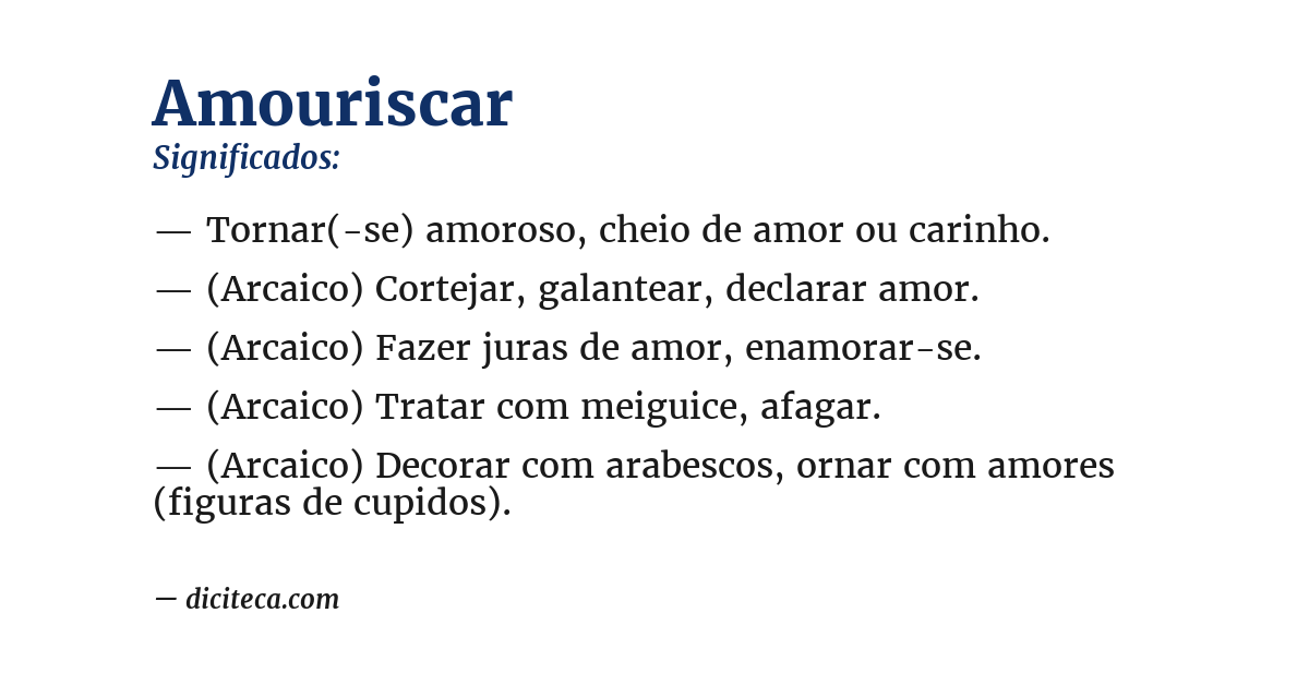 Significado de amouriscar