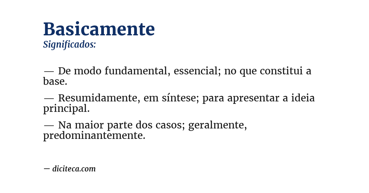 Significado de basicamente