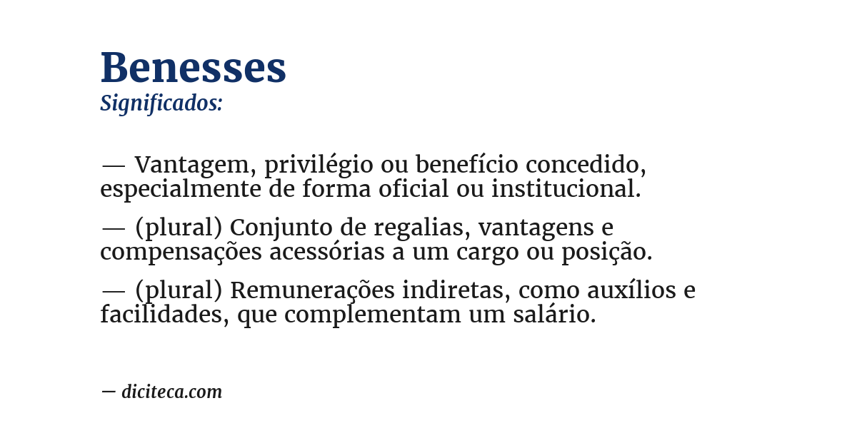 Significado de benesses