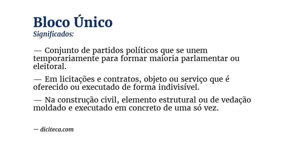 Significado de bloco único