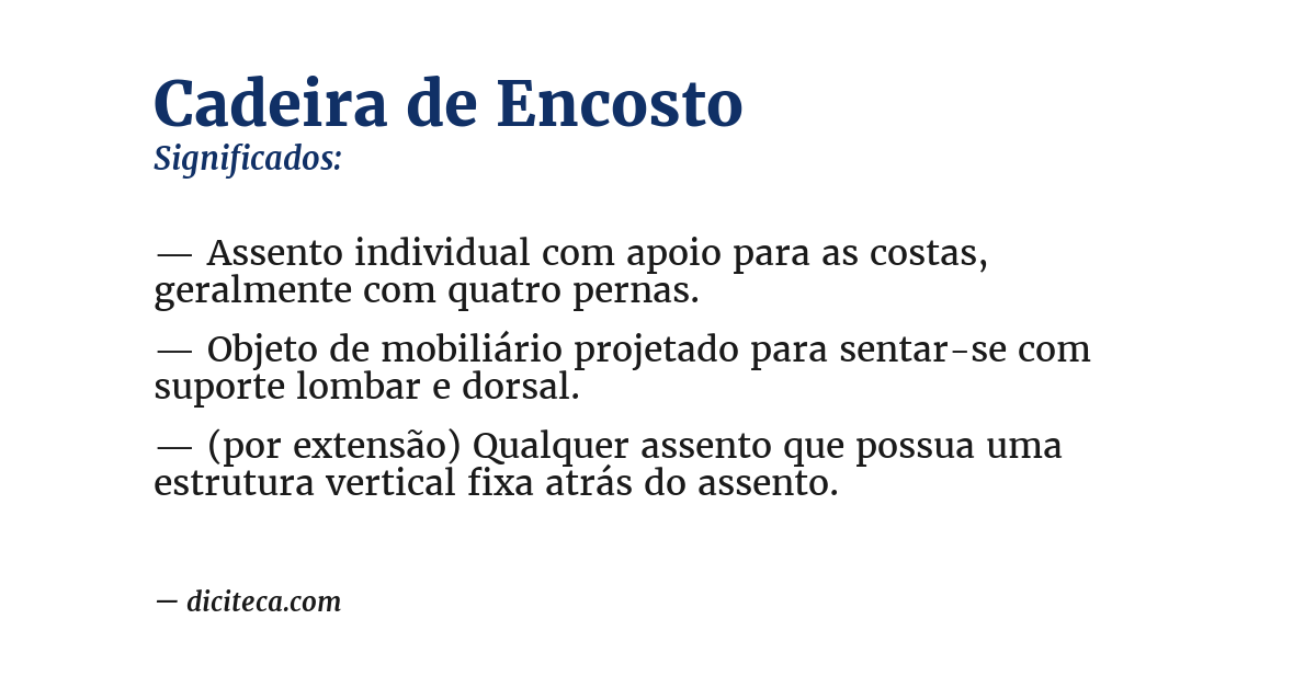 Significado de cadeira de encosto