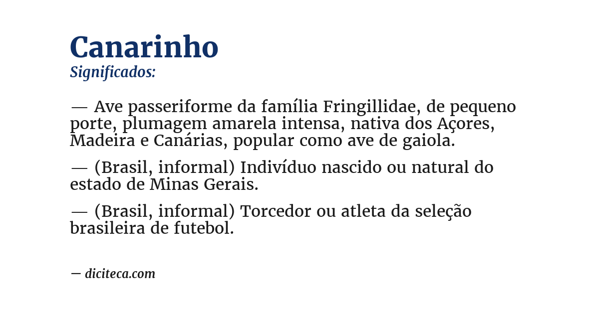 Significado de canarinho
