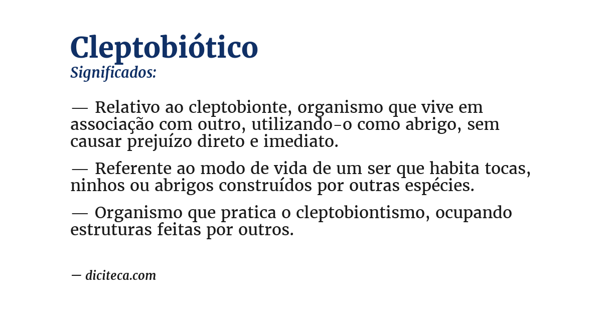 Significado de cleptobiótico