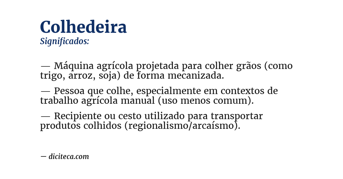Significado de colhedeira
