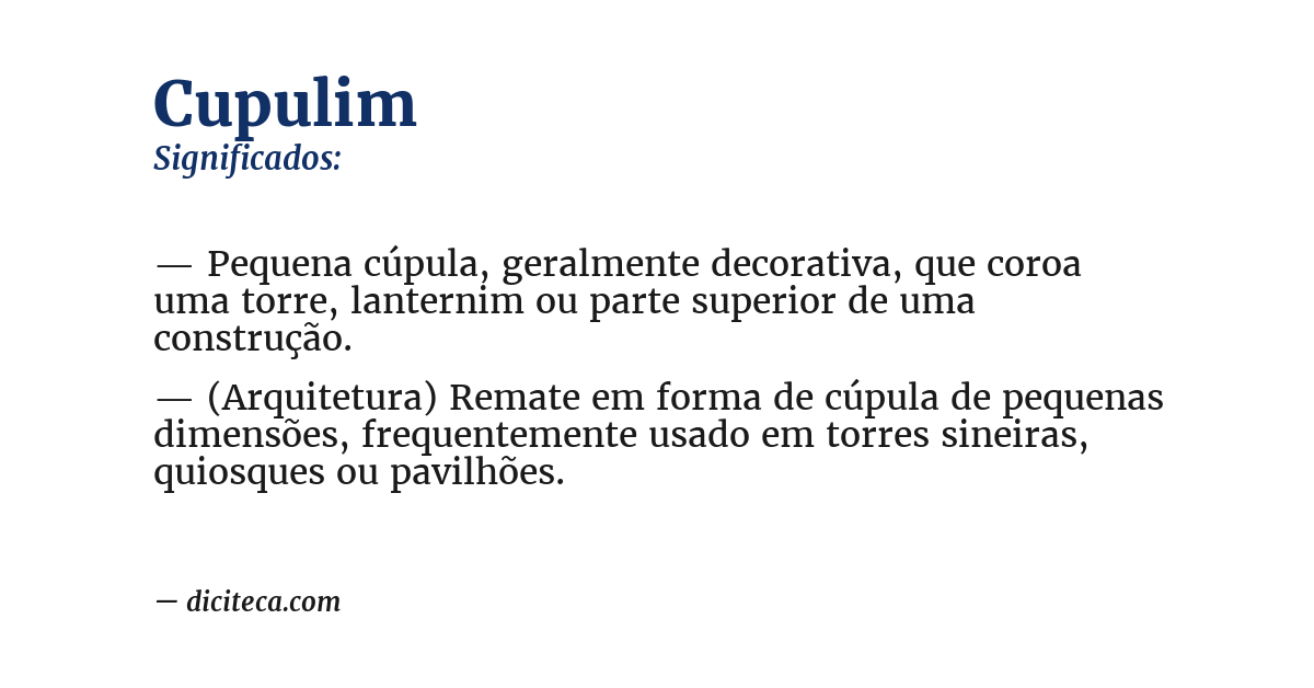 Significado de cupulim