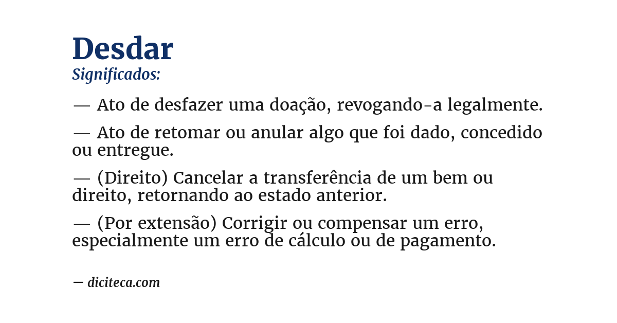 Significado de desdar