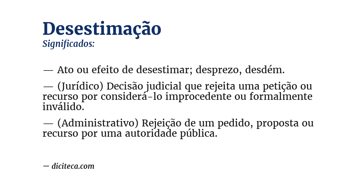 Significado de desestimação