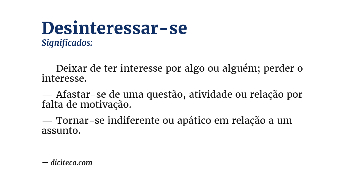 Significado de desinteressar-se