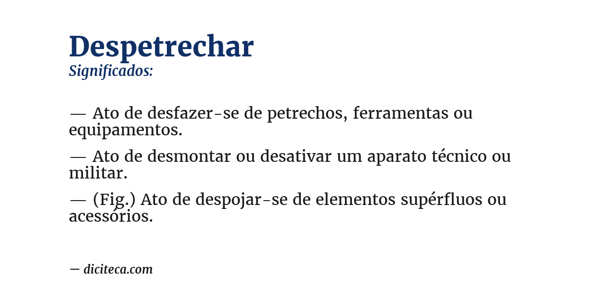 Significado de despetrechar