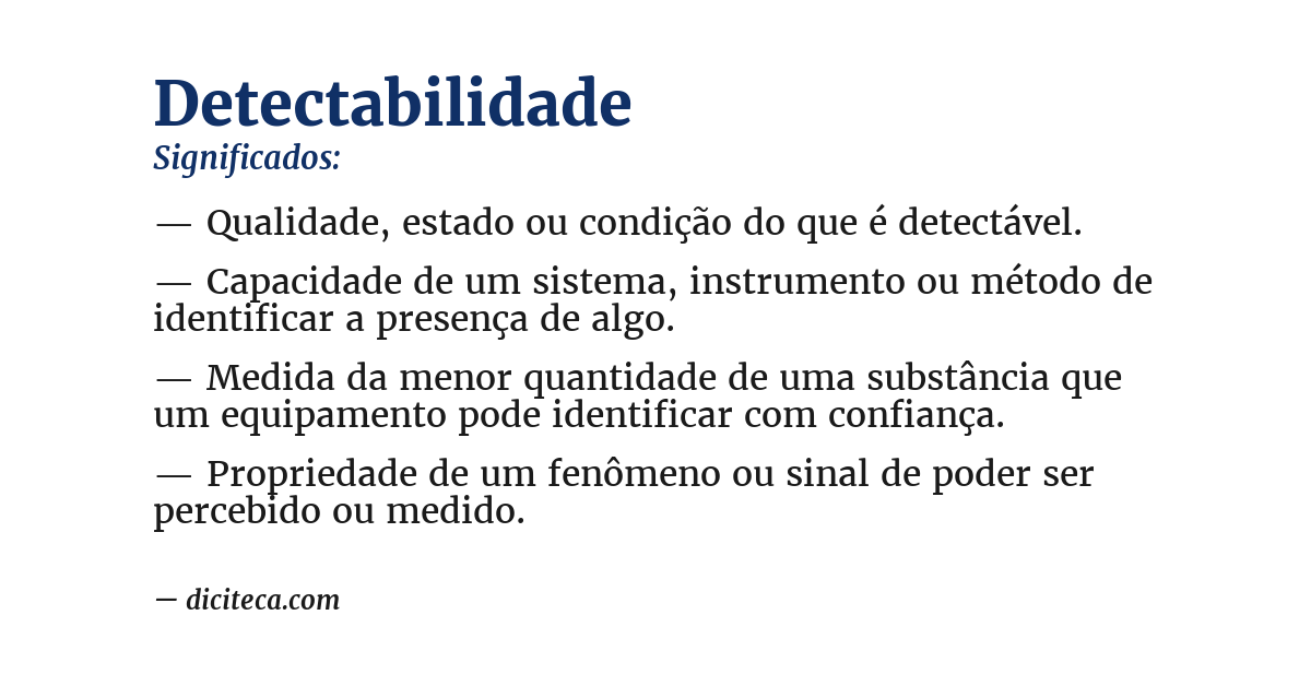 Significado de detectabilidade