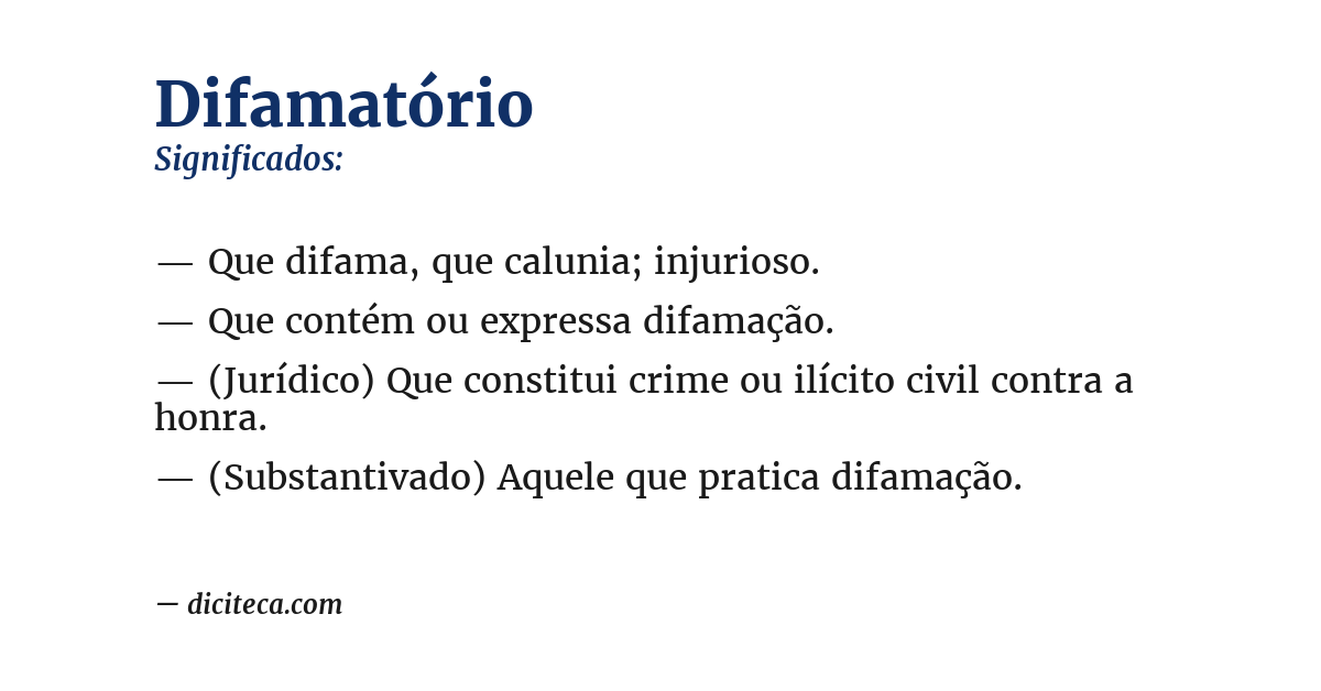 Significado de difamatório