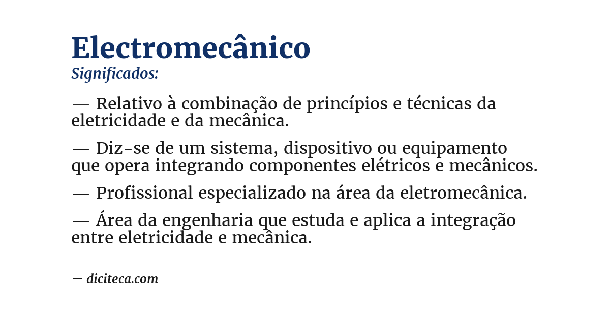 Significado de electromecânico