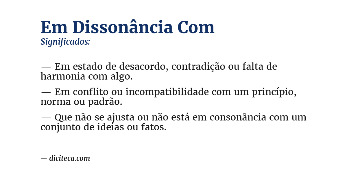 Significado de em dissonância com