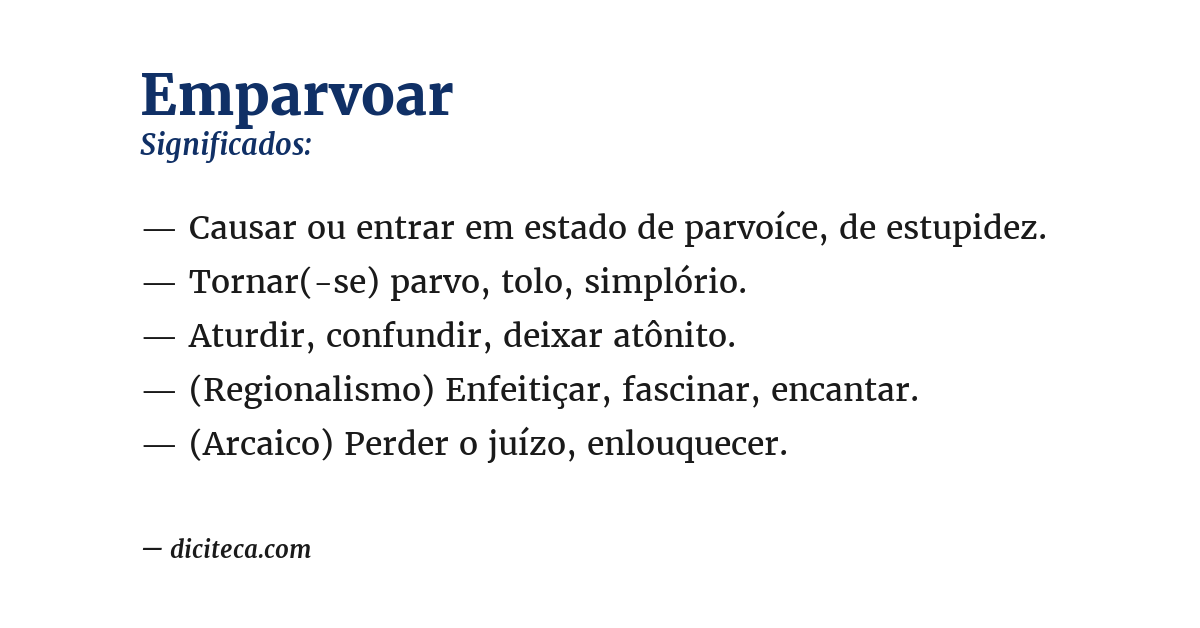 Significado de emparvoar