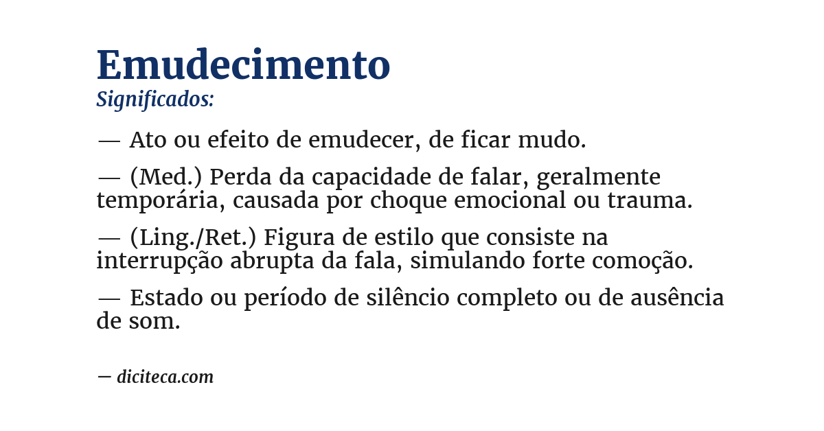 Significado de emudecimento