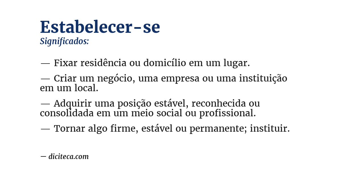 Significado de estabelecer-se