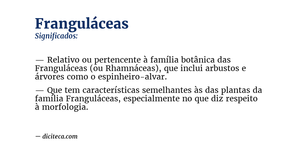 Significado de franguláceas
