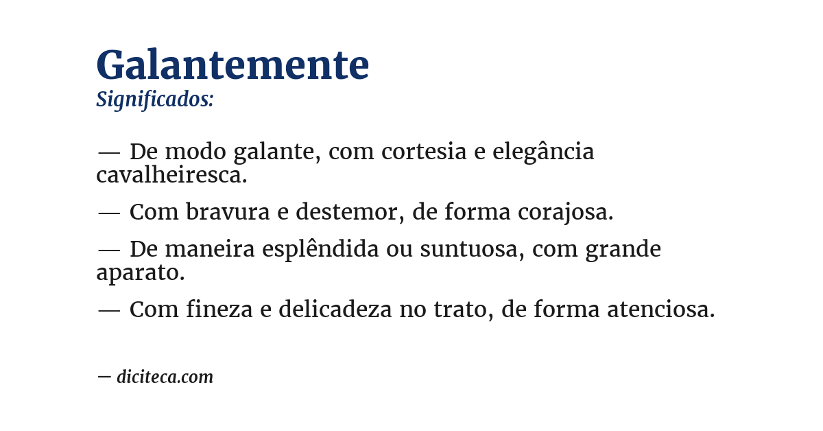 Significado de galantemente