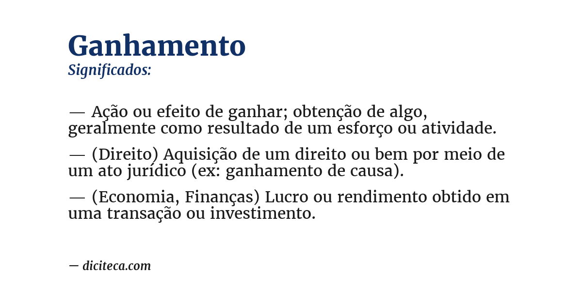 Significado de ganhamento